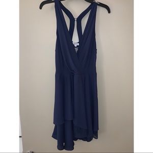 BCBG•size 8• navy cocktail dress w/ lace accents